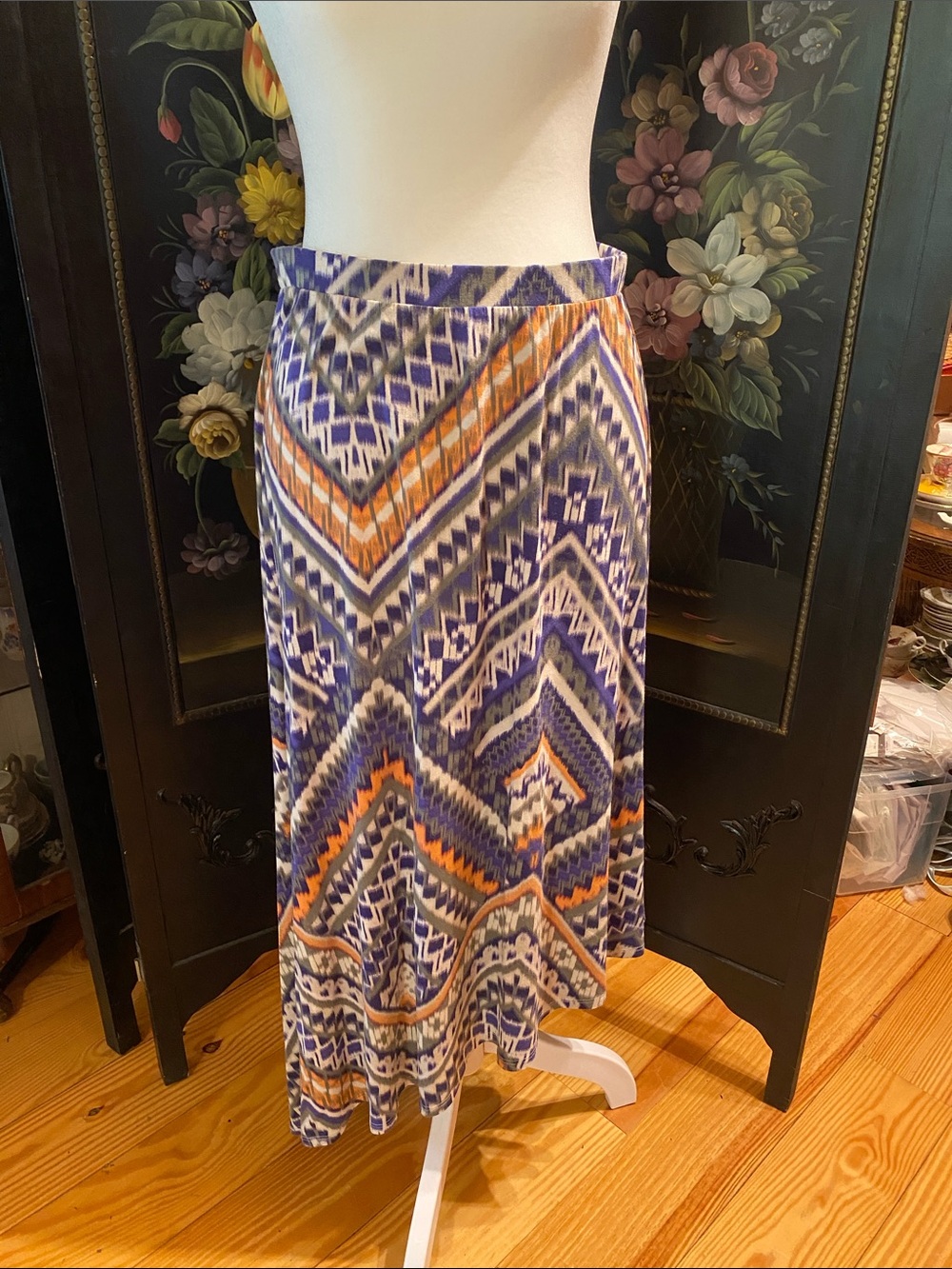 Chico's Purple and CoralGeometric angle hem Skirt
